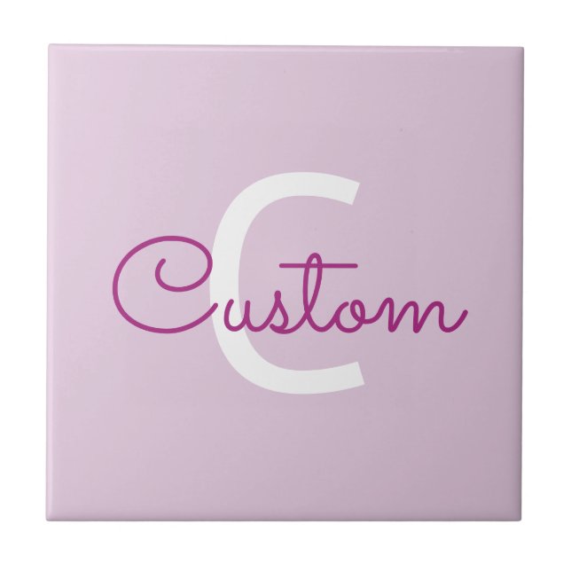 Script Name & Monogram | Magenta & Light Purple Tile (Front)