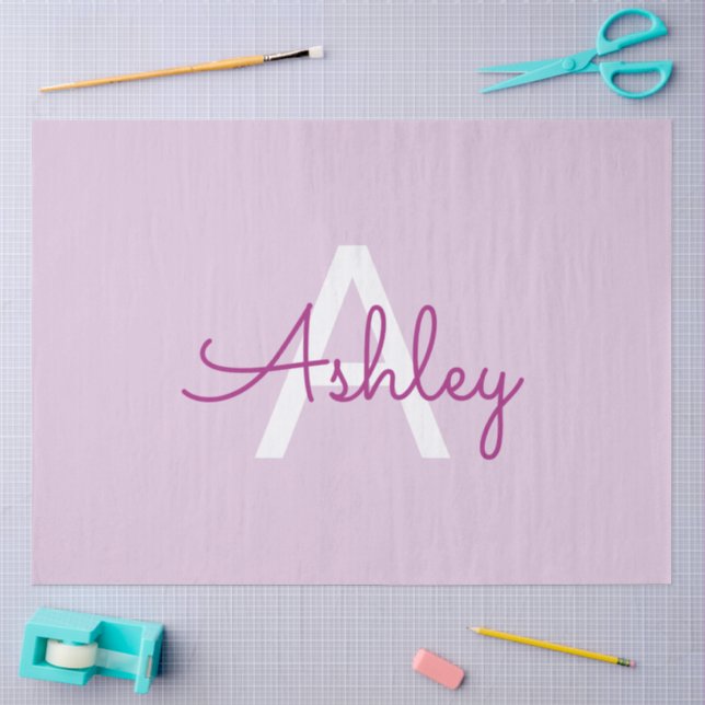 Script Name & Monogram | Magenta & Light Purple Tissue Paper (Craft)