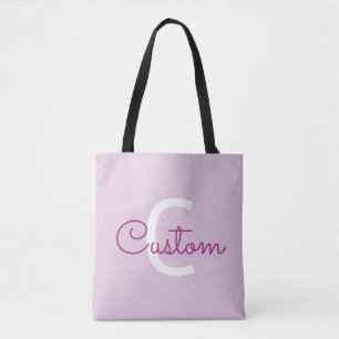 Script Name & Monogram Magenta & Light Purple Tote Bag