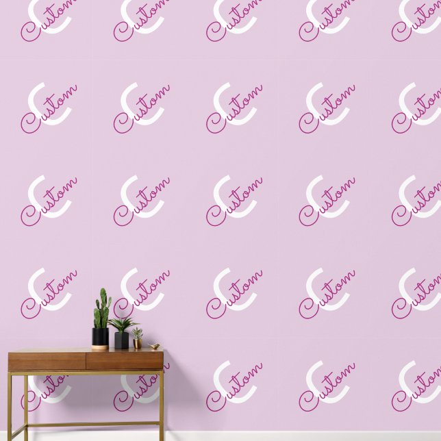 Script Name & Monogram | Magenta & Light Purple Wallpaper (Hallway)