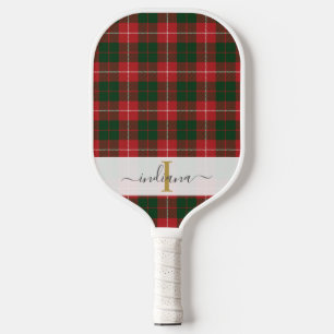 Script Name Monogram Plaid Tartan Rustic Pickleball Paddle