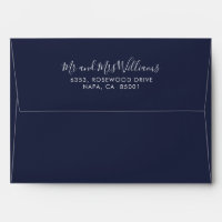 Script Name Navy Blue Return Address Envelope