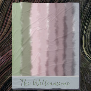 Script name ombre purple green grey stripes modern fleece blanket
