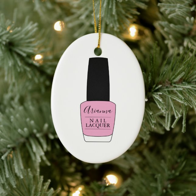 Script Name on Nail Polish Bottle Ceramic Tree Decoration (Tree)