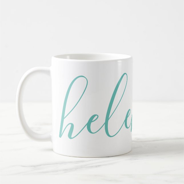 Script Name Personalised Custom Aqua Blue Mug  (Left)
