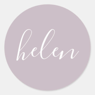 Script Name Personalised Dusty Purple Elegant Classic Round Sticker