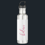 Script Name Personalised Gift Custom Pink<br><div class="desc">A gorgeous water bottle featuring a custom name in a modern,  elegant script font. In pink and white. Wonderful as a Mother's Day,  holiday,  birthday,  housewarming or bridesmaid gift.</div>
