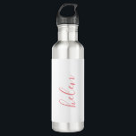 Script Name Personalised Gift Custom Pink 710 Ml Water Bottle<br><div class="desc">A gorgeous water bottle featuring a custom name in a modern,  elegant script font. In pink and white. Wonderful as a mother's day,  holiday,  birthday,  housewarming or bridesmaid gift.</div>