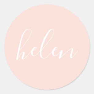 Script Name Personalised Pastel Peach Elegant Classic Round Sticker