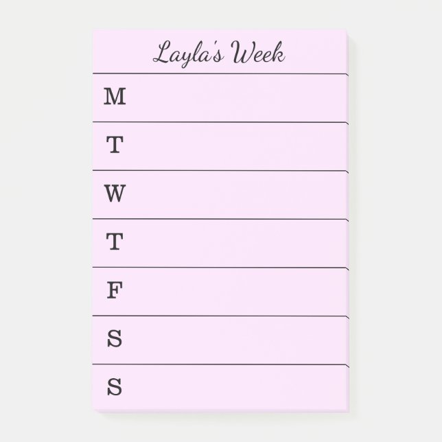 Script Name Pink Weekly To Do List Post-it Notes (Front)