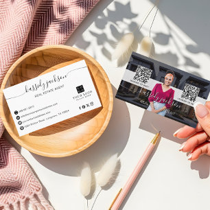 Script Name Real Estate Photo Buy Sell QR Code Business Card