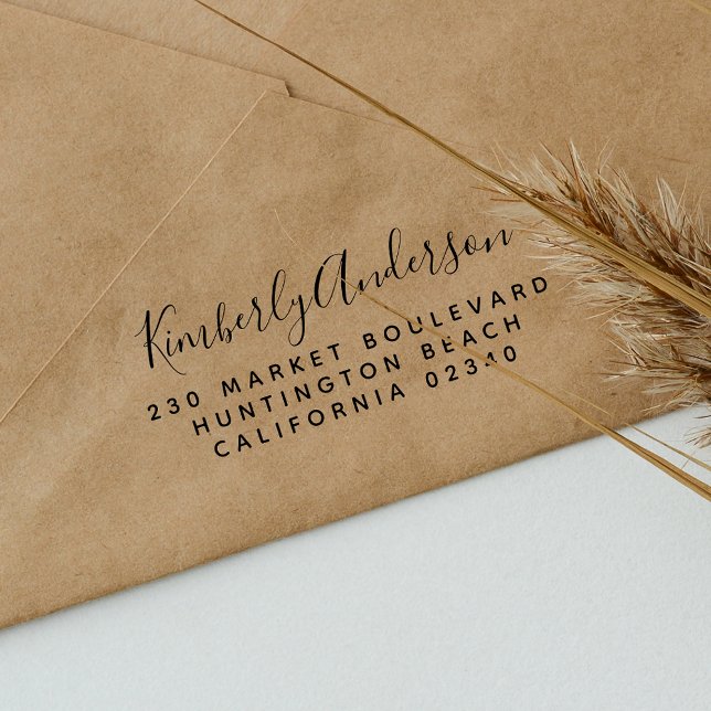 Script Name & Simple Return Address Self-inking Stamp (Creator Uploaded)