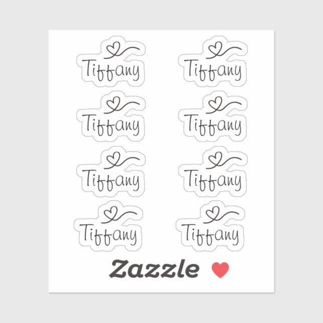 Script Name Sticker with heart Vinyl Sticker (Sheet)