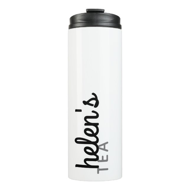 Script Name Tea Tumbler Custom Gift in Black (Front)