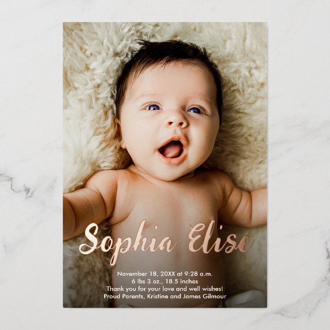 Script Name Vertical Photos Birth Announcement (Front)