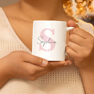 Script Name With Pink Monogram Personalized Coffee Mug