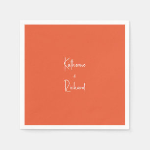 Script Names Orange Wedding Cocktail Napkins