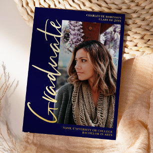 Script navy gold graduate 4 photos graduation