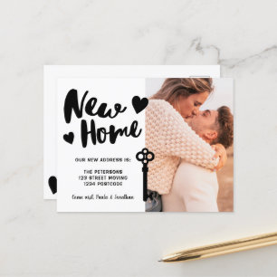 Script New Home photo key moving announcement Postcard