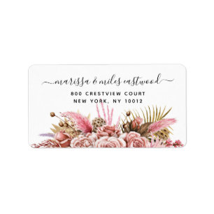 Script Newlyweds Floral Return Address Label