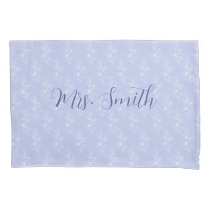 Script Newlyweds Mr and Mrs Floral Lavender Pillowcase