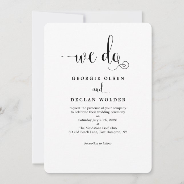 Script Only We Do Calligraphy Wedding Invitation (Front)