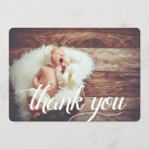 Script Overlay Flat Thank You Photo Card
