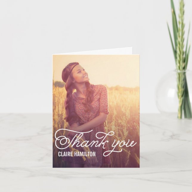 Script Overlay Graduation Thank You Card (Front)