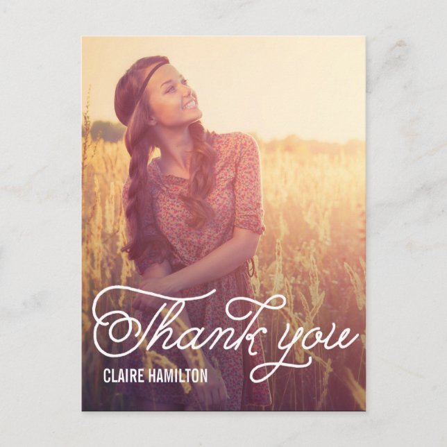 Script Overlay Graduation Thank You Card (Front)