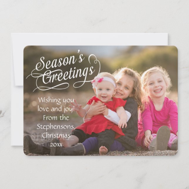 Script Overlay Season's Greetings Photo Card (Front)