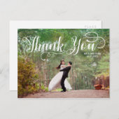 Script Overlay Wedding Photo Thank You Postcard (Front/Back)