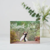 Script Overlay Wedding Photo Thank You Postcard (Standing Front)