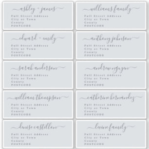 Script Pastel Blue Wedding Guest Address Labels