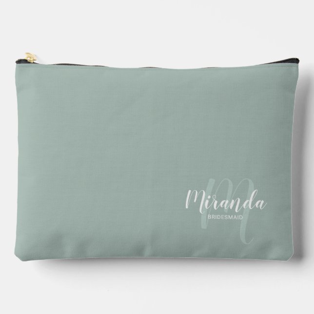 Script Personalised Bridesmaid Monogram Name Accessory Pouch (Front)