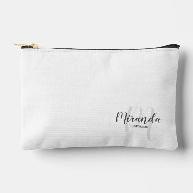 Script Personalised Bridesmaid Monogram Name Accessory Pouch (Front)