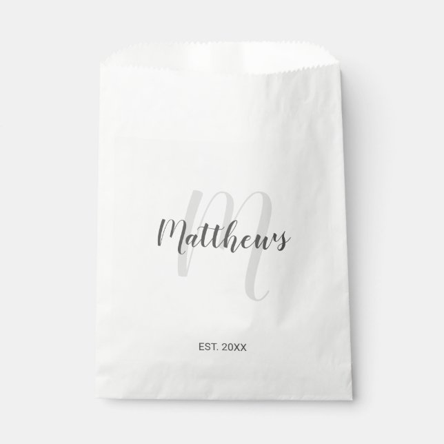 Script Personalised Monogram and Family Name Favour Bags (Front)
