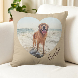 Script  Pet Heart Photo Modern Personalized Dog Cushion