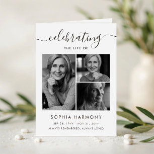 Script Photo Collage Celebration of Life Program Card