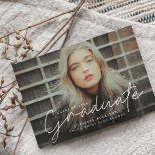 Script photo collage graduation party invitations