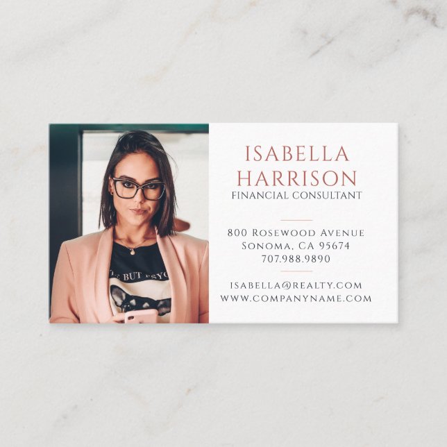 Script Photo Financial Consultant Business Card (Front)