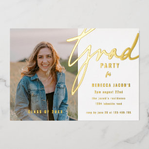 Script Photo Grad Party Foil Invitation