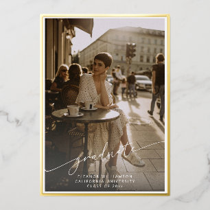 Script Photo Graduation Gold Foil Announcement