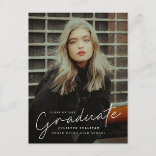 Script Photo Graduation Invitation Postcard