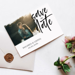 Script Photo Minimalist Save the date Invitation