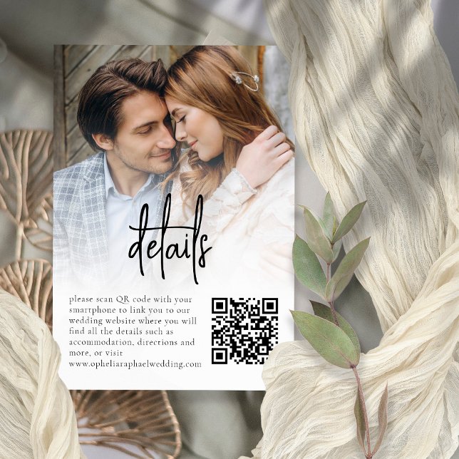 Script Photo Overlay QR Wedding Details Card (Creator Uploaded)