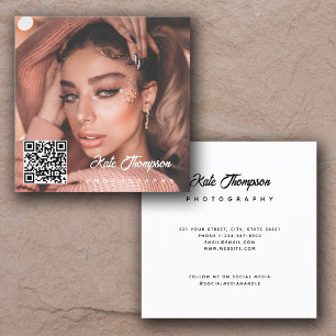 Script Photo QR Code Social Media Photography Square Business Card