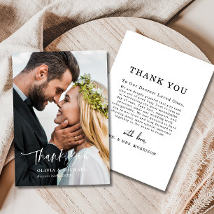 Script Photo Wedding Elegant Thank You Card