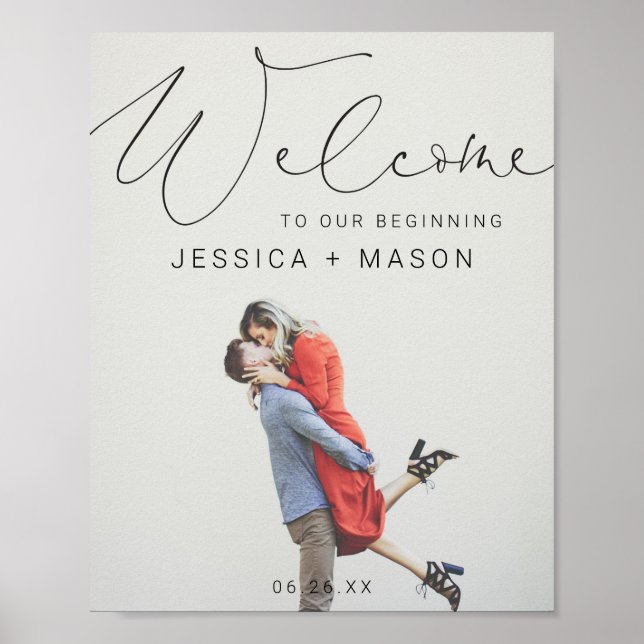 Script Photo Wedding Welcome Sign Poster (Front)