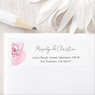 Script Pink Rose Return Address