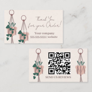 Script Plants Hanging Thank You Business Card